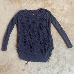 Free People Purple V-Neck Sweater